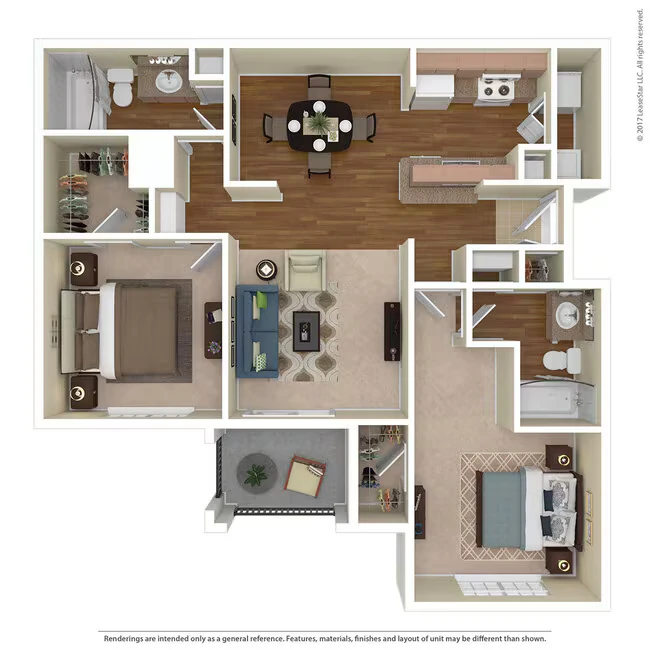 2 Bed 2 Bath 1145 SqFt (1079 Net) 2833 floor plan
